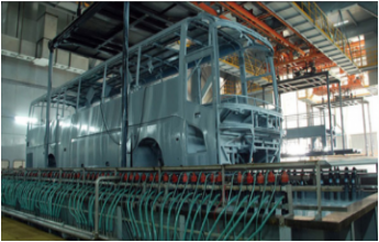 Electrophoretic coating line for passenger cars